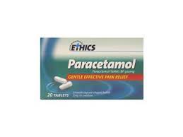 Ethics Paracetamol 20 capsule shaped tablet 